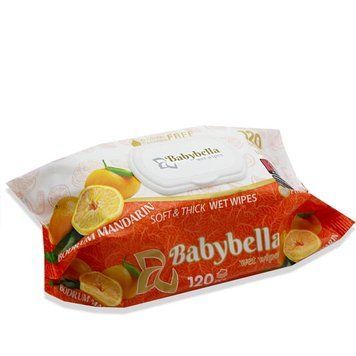 Серветка волога "BabyBella" з клапаном 120 шт МАНДАРИН 2000095 фото