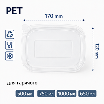 Крышка РЭТ для прямоугольного салатника 170х120 (50/6/300) 1000629 фото