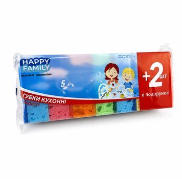 Губка кухонна Пориста 5+2 Happy Family (50шт ящ) 1000057 фото